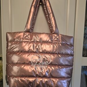 Justice Metallic Rose Gold Quilted Tote